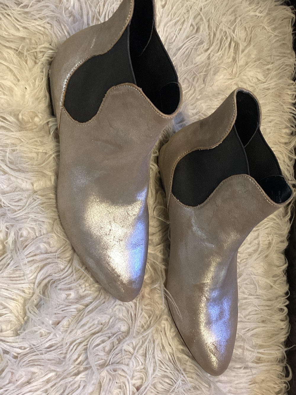 Enzo Angiolini Metallic Taupe Pointed Ankle Booties